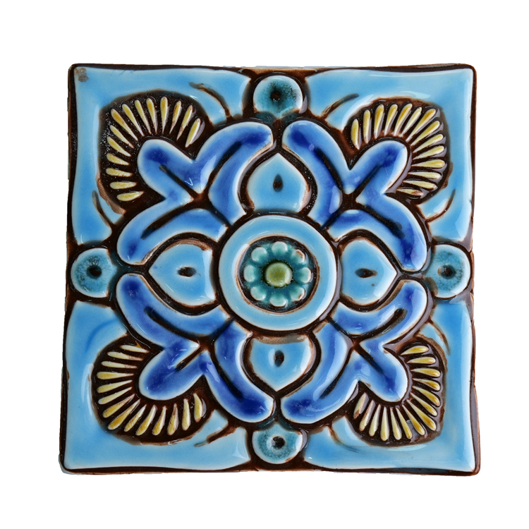 Gạch ốp tường nghệ thuật tranh gốm sứ 3D thủ công cổ điển phong cách Hồi giáo 15x15cm, sản xuất theo yêu cầu