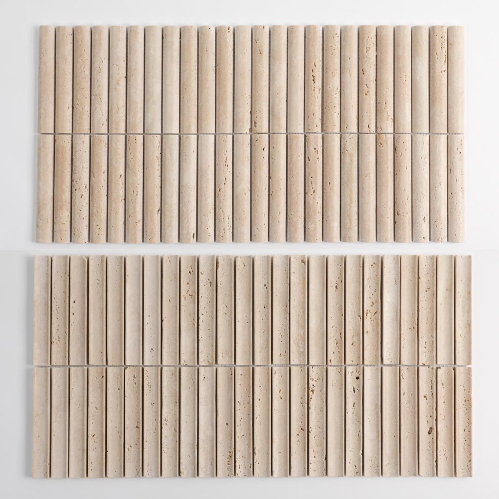 Samistone Hiện đại 3D Đá Travertine Tự nhiên Tấm Gạch Mosaic Tre Xẻ Rãnh Tấm Veneer Linh hoạt cho Tường với Thiết kế Đồ họa
