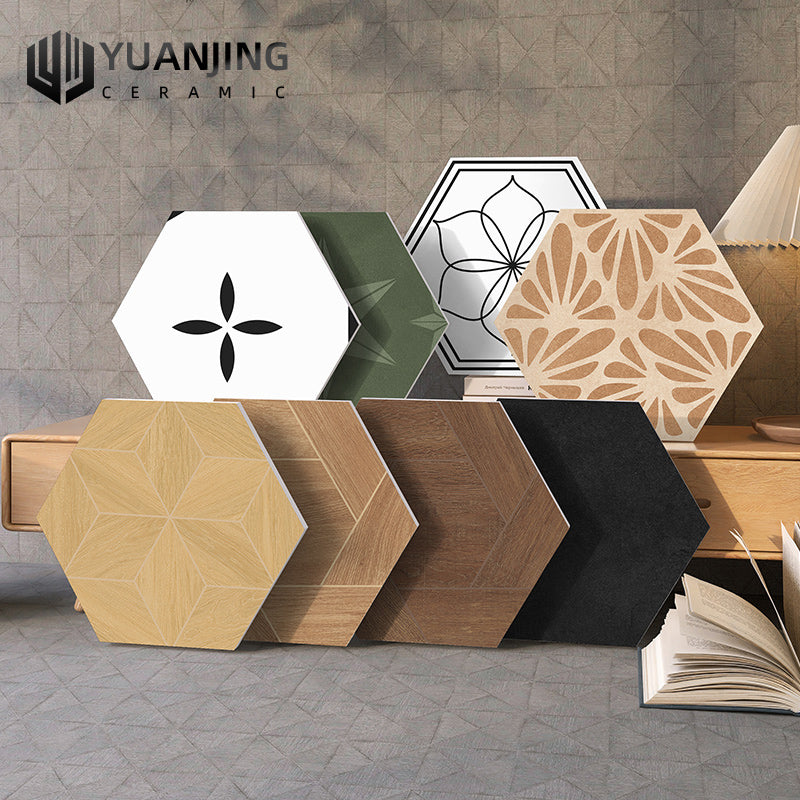 Gạch Sứ Lát Sàn Toàn Phần Lục Giác Phong Cách Retro Pháp, Họa Tiết Mosaic Vân Gỗ Dùng Cho Ban Công, Bếp, Phòng Tắm