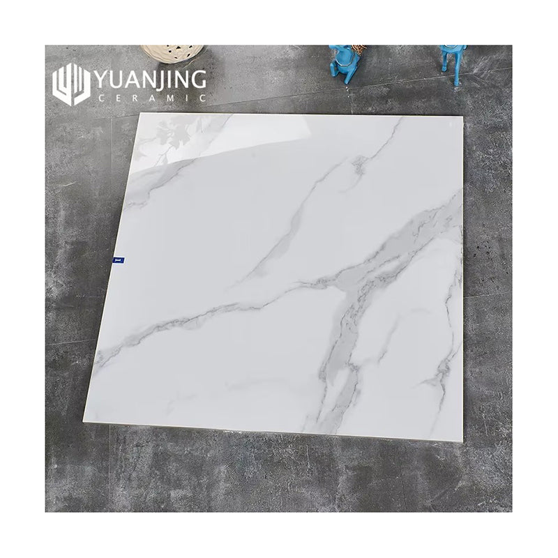 Gạch Sứ 800x800mm Vân Đá Cẩm Thạch Xám Bóng, Xương Đồng Chất, Chống Trượt, Lát Sàn Phòng Khách