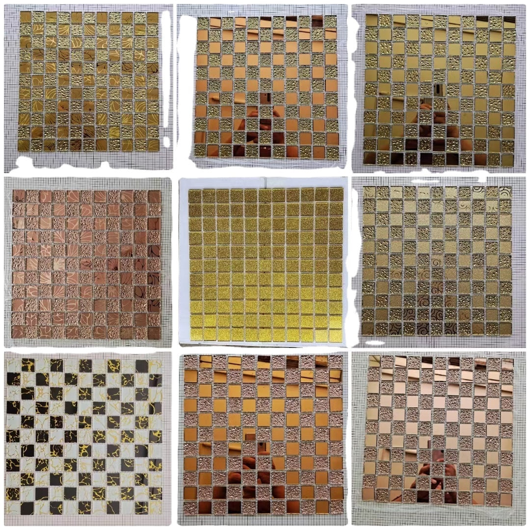 Mosaic Vuông Kính Trang Trí Họa Tiết Chất Lượng Cao Ốp Tường