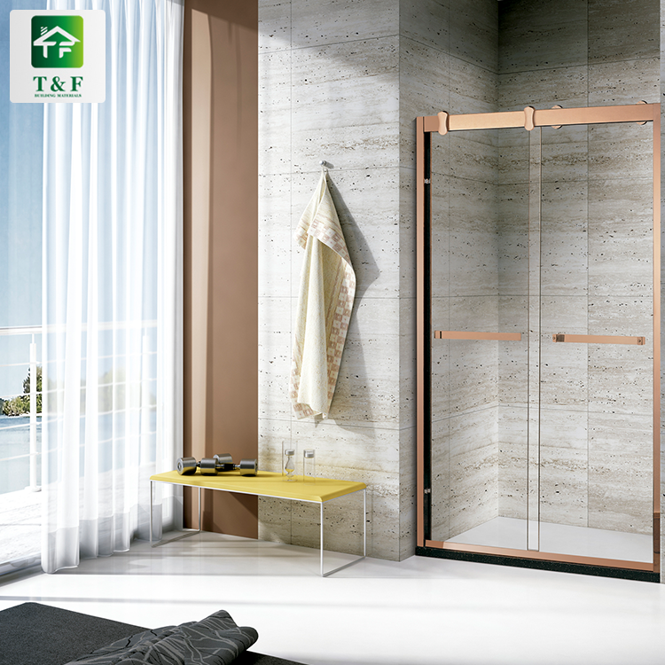 Buồng tắm khép kín khung thép không gỉ hình chữ nhật, có cửa kính hộp tắm vuông bản lề thẳng hiện đại.