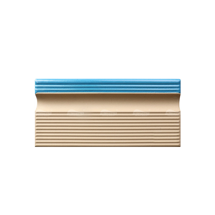 Gạch men cạnh hồ bơi hình mũi bò màu xanh nhạt 240x115mm