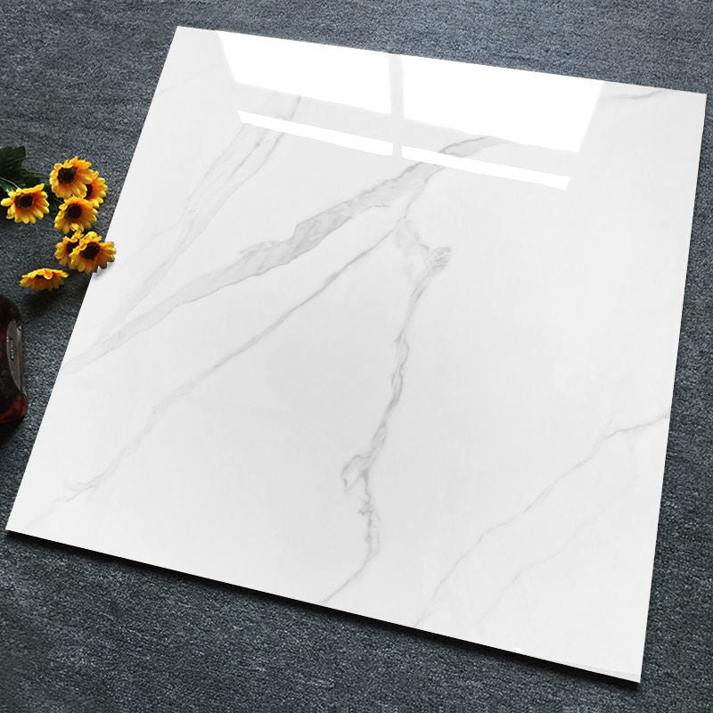 Gạch Sứ Vân Đá Cẩm Thạch Trắng Bóng Hiện Đại, Gạch Gốm Ốp Tường Tiêu Chuẩn Dùng Cho Viền Sàn Nội Thất Phòng Khách Sạn, Thiết Kế Hiện Đại