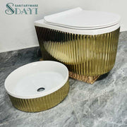 Bồn cầu treo tường SDAYI LUXURY hình cô gái Trung Hoa màu vàng bạc