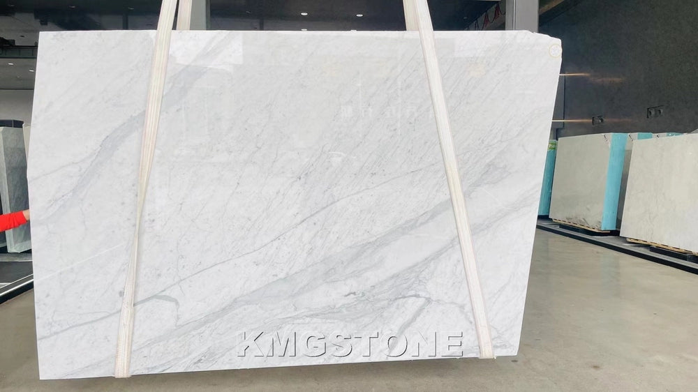 Tấm Đá Marble Onyx Carrara Trắng Hiện Đại cho Bếp & Vách TV, Tấm Lớn Đánh Bóng cho Biệt Thự