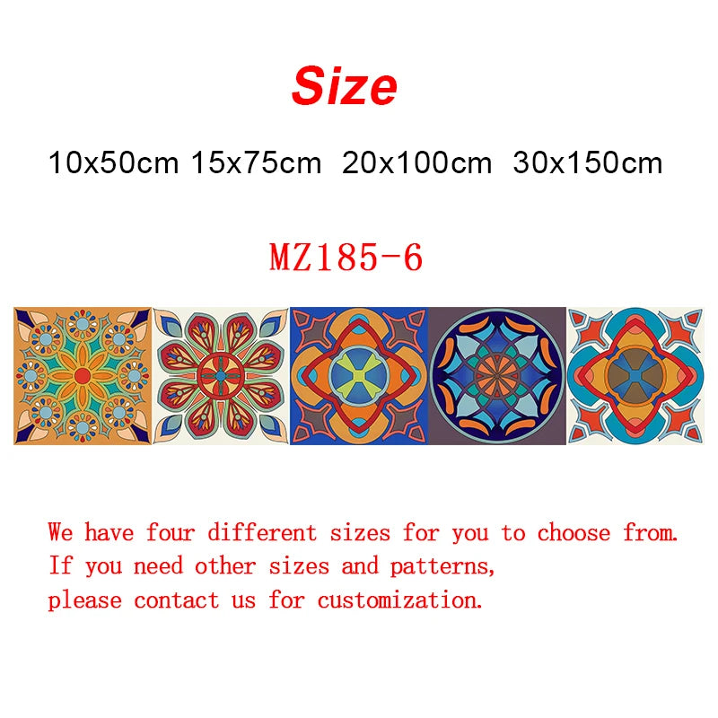 Gạch Dán Trang Trí Mandala Đa Màu Sọc Dán Tường Chống Thấm