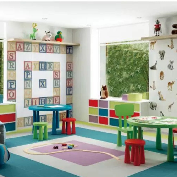 Gạch Gốm Sứ 8mm Họa Tiết Số, Chữ Cái Và Hoa Dùng Ốp Tường Và Làm Chỉ Viền Nội Thất Cho Nhà Trẻ, Phòng Trẻ Em, Phòng Khách, Phòng Tắm