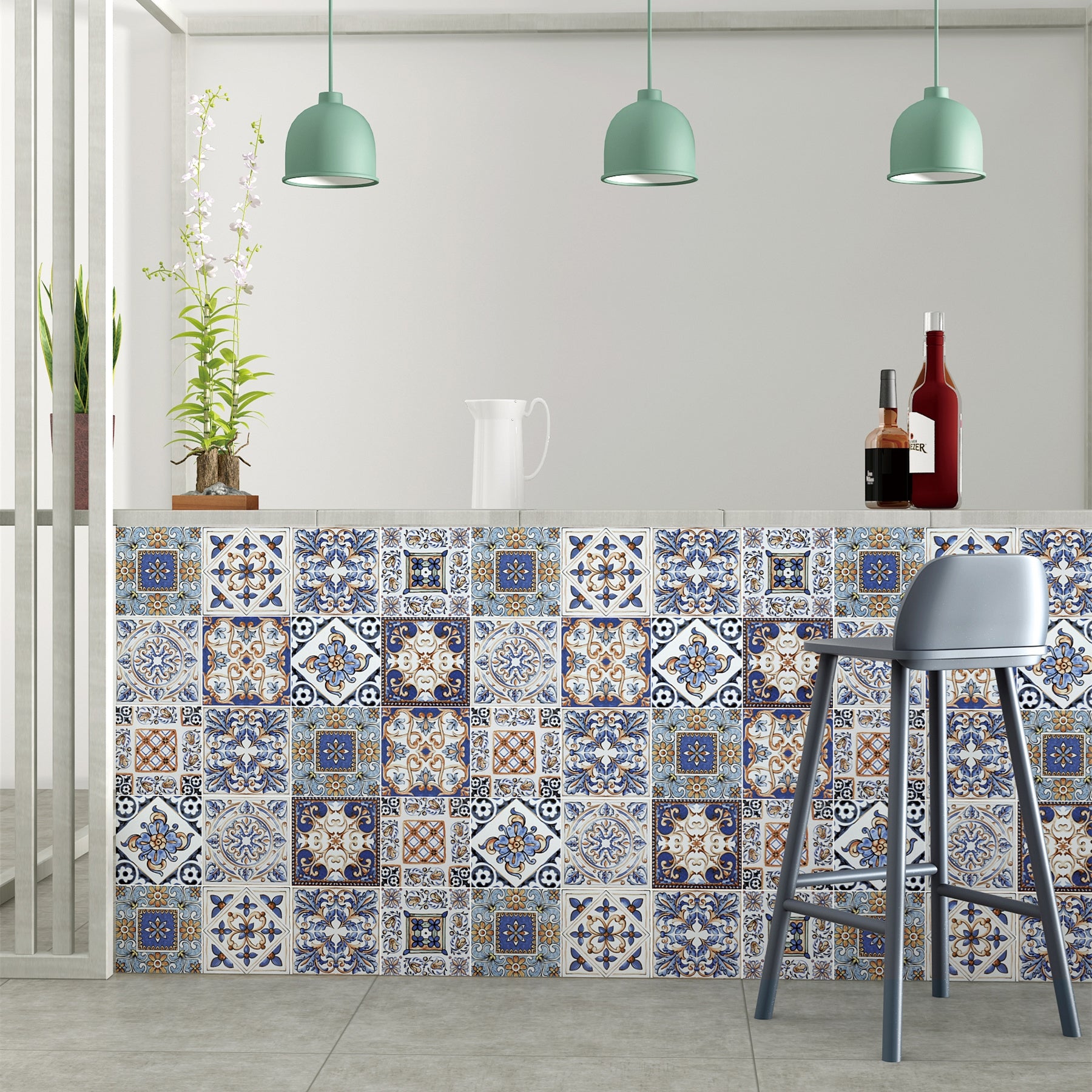 Gạch thẻ phong cách Châu Âu họa tiết hoa đa dạng ốp tường lát sàn nội thất phòng ngủ phòng khách, bán sỉ nhà máy