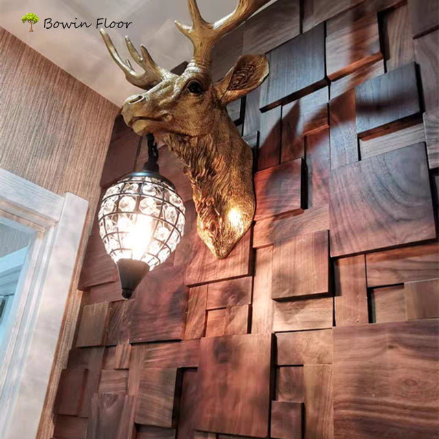 Đặc trưng Sang trọng Tấm ốp tường 3D Mosaic gỗ nguyên khối