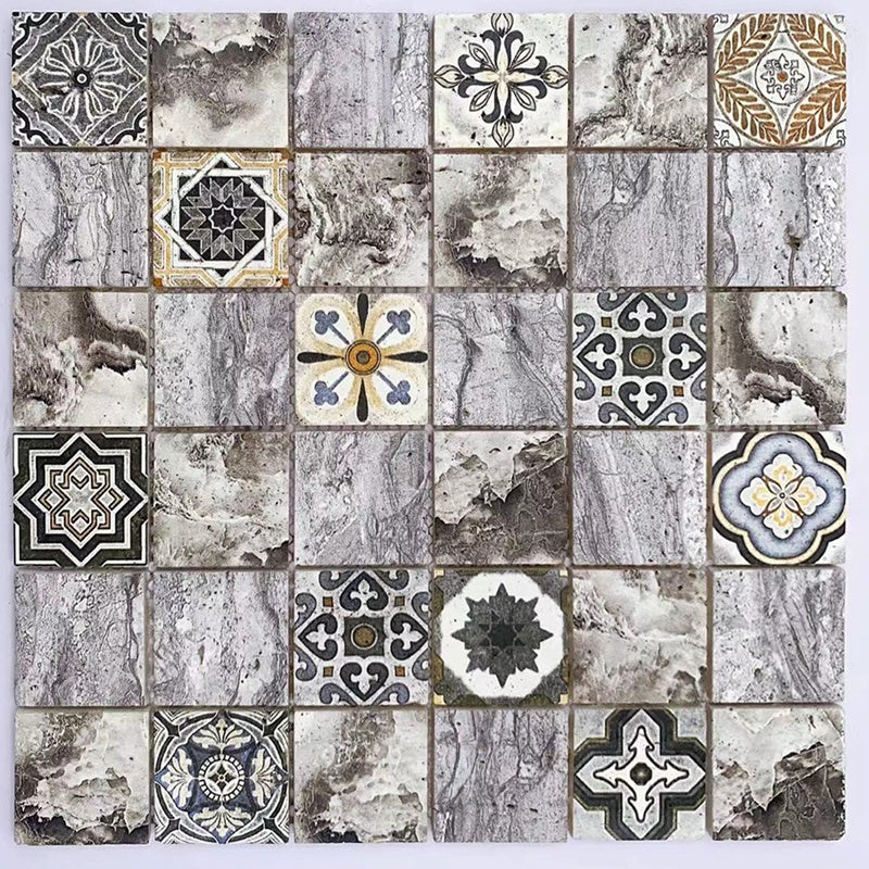 Gạch Mosaic Thủy Tinh Hình Hoa Inkject Kích Thước Nhỏ Pha Màu Cổ Điển Dùng Cho Tường Phòng Tắm Và Ốp Bếp