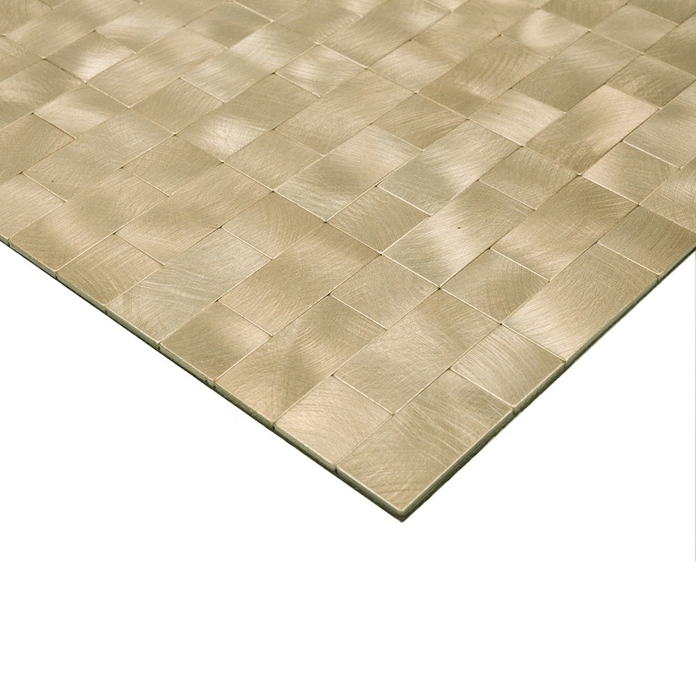 Gạch ốp tường Mosaic kim loại nhôm tự dán hình vuông màu vàng dễ lắp đặt