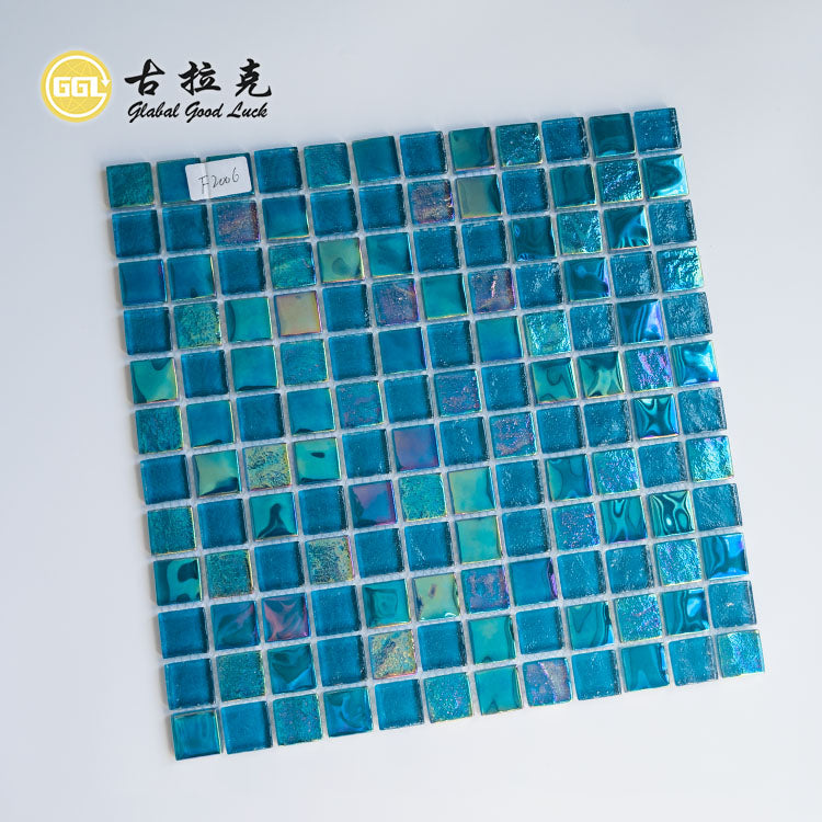Gạch Mosaic Kính Màu Xanh Dương Óng Ánh Hình Vuông