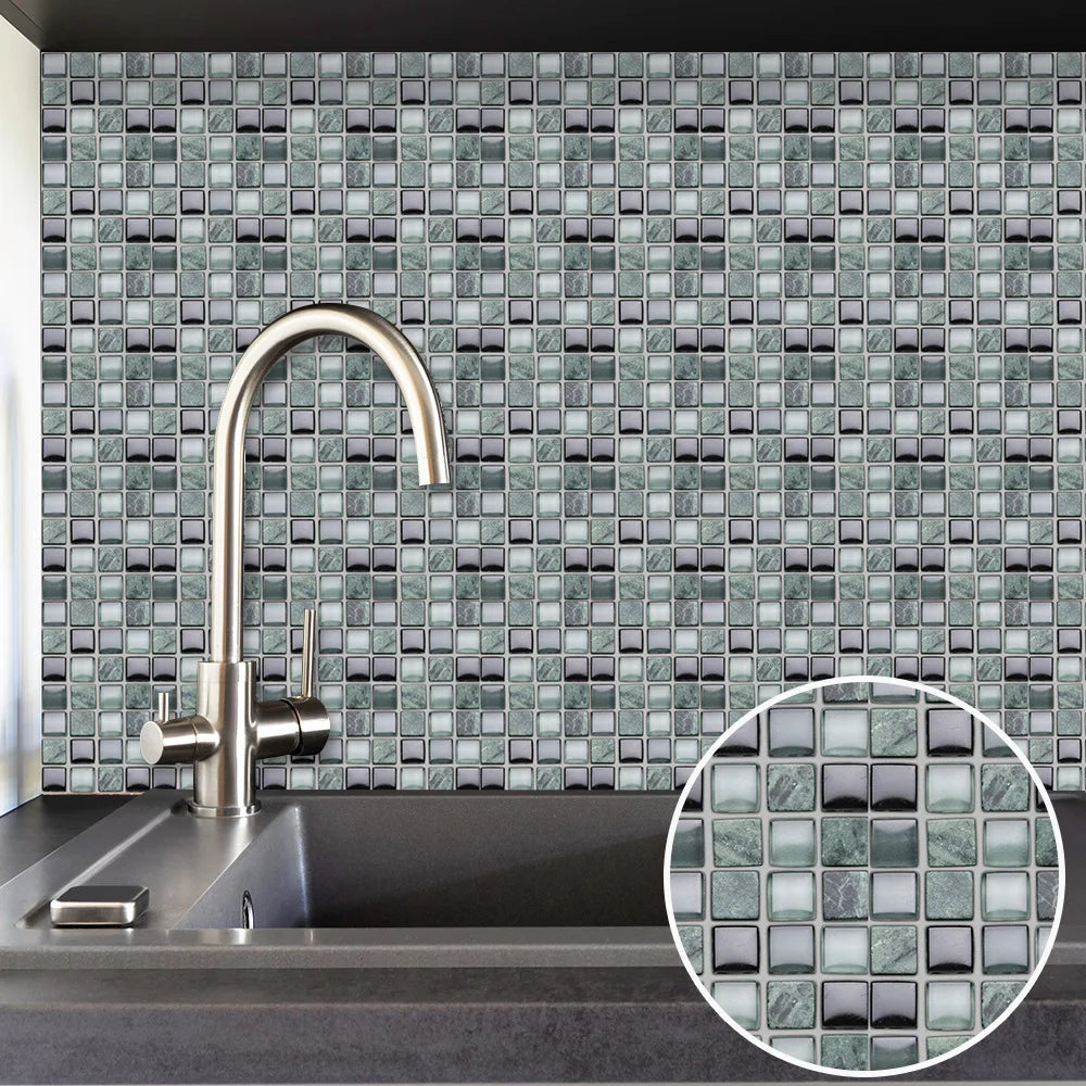 Bộ 10 Miếng Dán Gạch Mosaic Phẳng Dán Tường Bếp Phòng Tắm