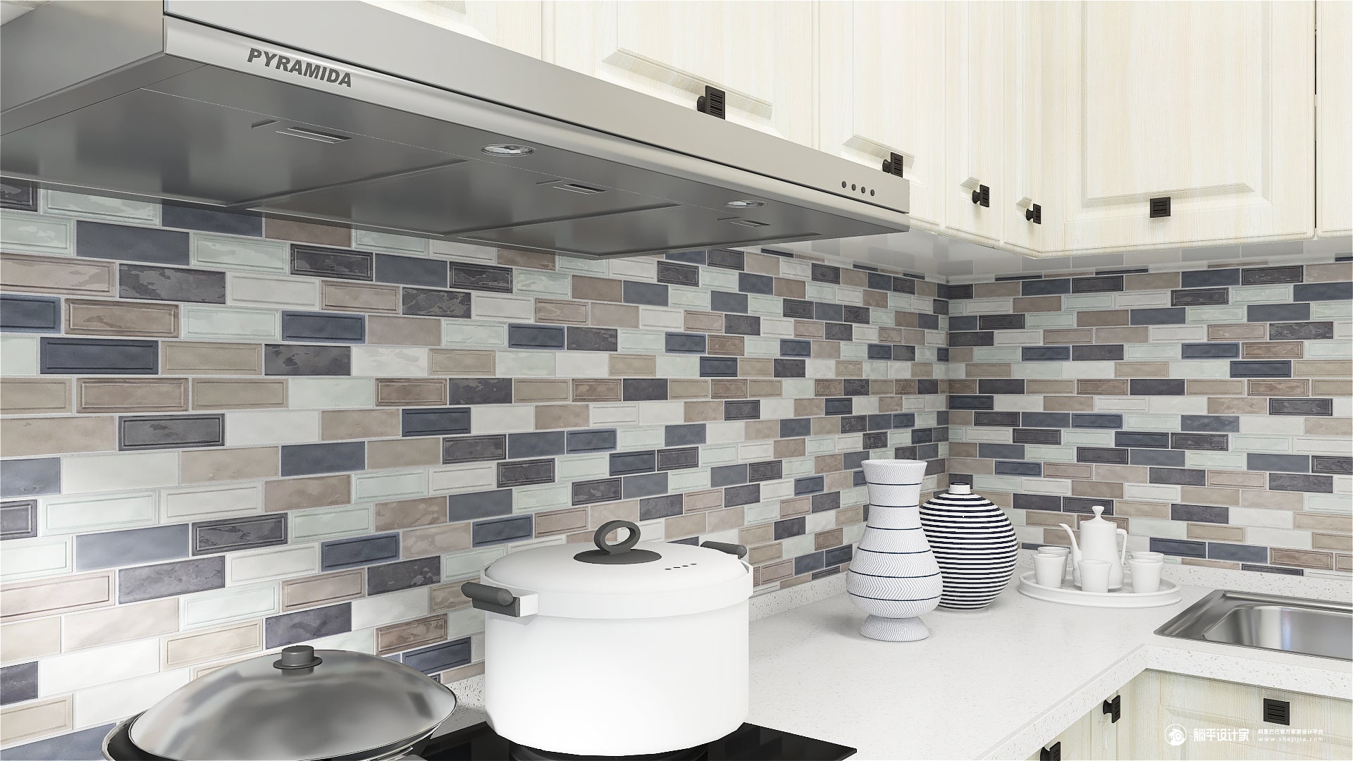 Miếng dán mosaic gạch kính ốp tường bếp
