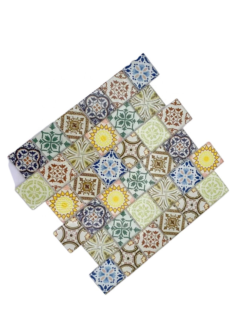 Gạch Mosaic Thủy Tinh Kiểu dáng in phun Phong cách Bohemian