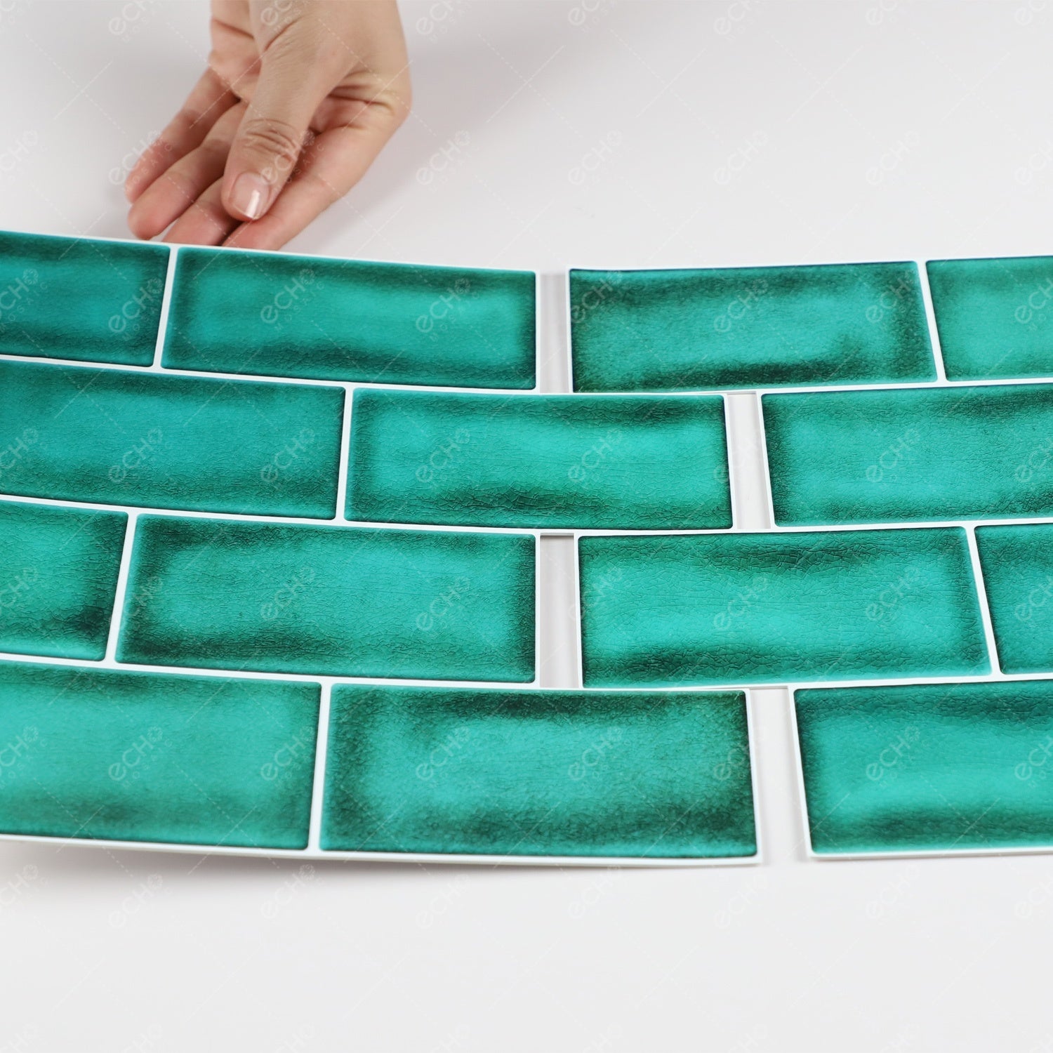 Phiên bản dày hơn Gạch ốp tường bếp dạng gel 3D bóc dán kiểu tàu điện ngầm vân gạch men xanh lá cây