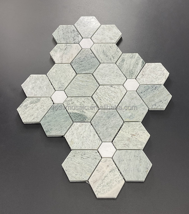 Gạch mosaic gốm sứ sang trọng hiện đại, đá cẩm thạch xanh ngọc lục bảo, đá tự nhiên mài nhẵn, đánh bóng cho nội thất phòng tắm, phòng khách