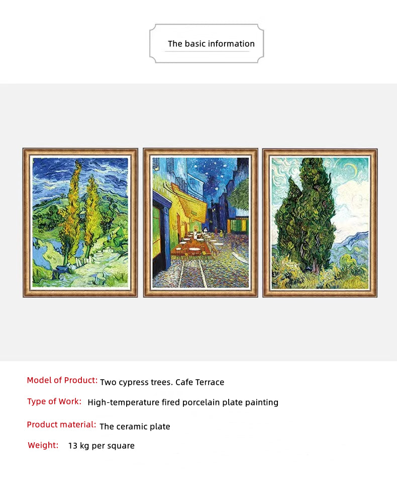 Tranh vẽ trên đĩa sứ Trang trí gốm sứ Tranh tường bích họa Tranh sơn dầu Phong cách Van Gogh Châu Âu