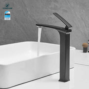 Vòi chậu rửa bằng đồng thau đen nóng lạnh, thiết kế tối giản, lắp một lỗ cho phòng tắm khách sạn hoặc gia đình