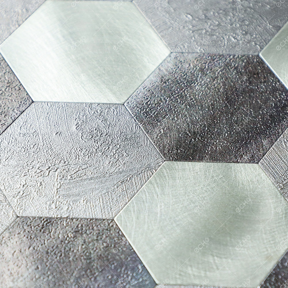Gạch Mosaic Nhôm Lục Giác Bóc Dán Dễ Lắp Đặt Không Vữa Không Bừa Bộn