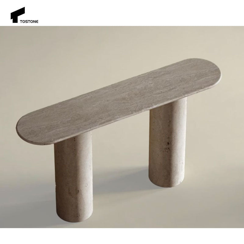 Nội thất Tostone Interiors Bàn console đá Travertine tự nhiên lối vào, trang trí phòng khách, nhà ở, biệt thự