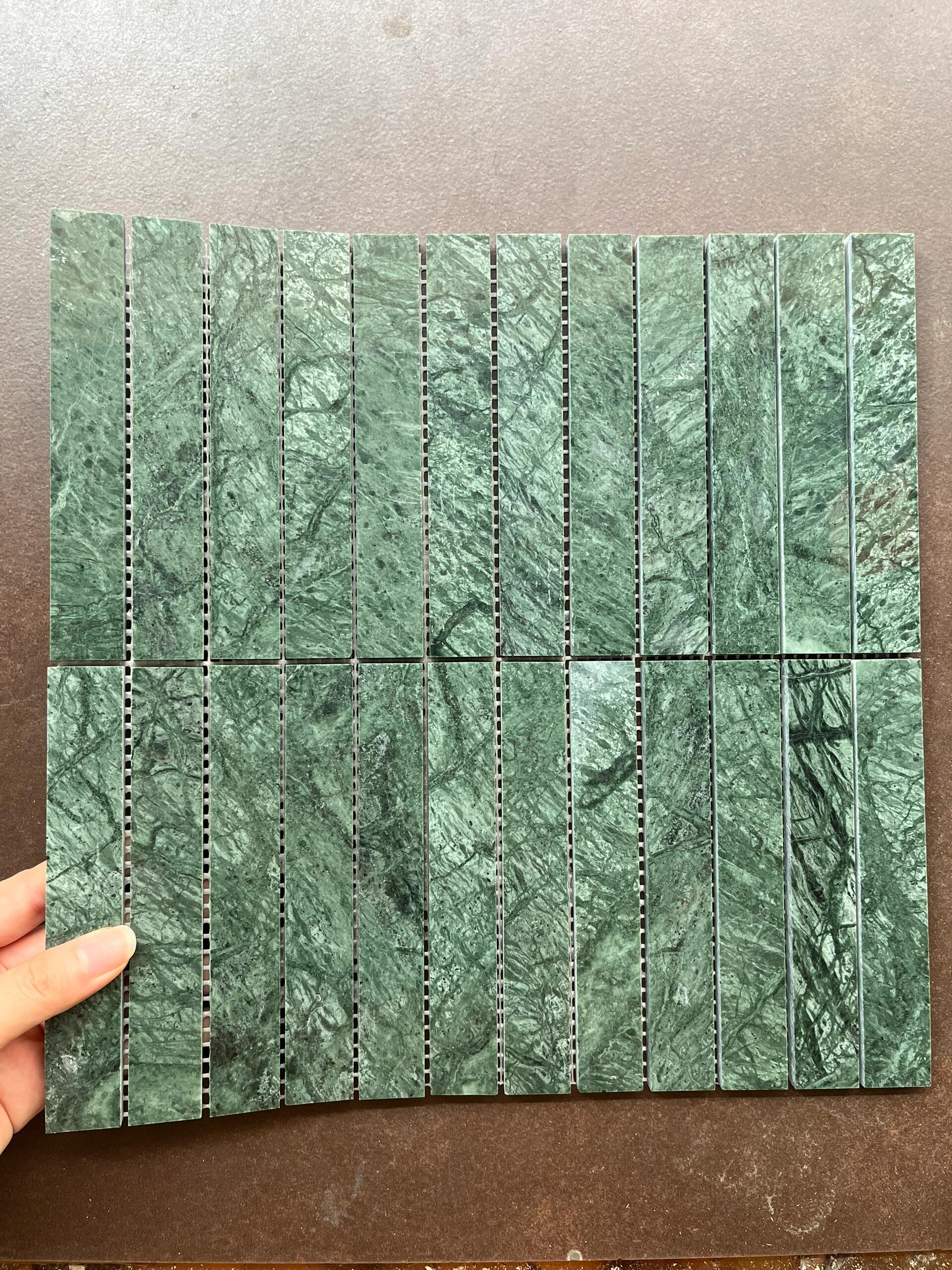 Gạch Mosaic Đá Cẩm Thạch Xanh Sản Xuất Công Nghiệp Trang Trí Tường Nội Thất