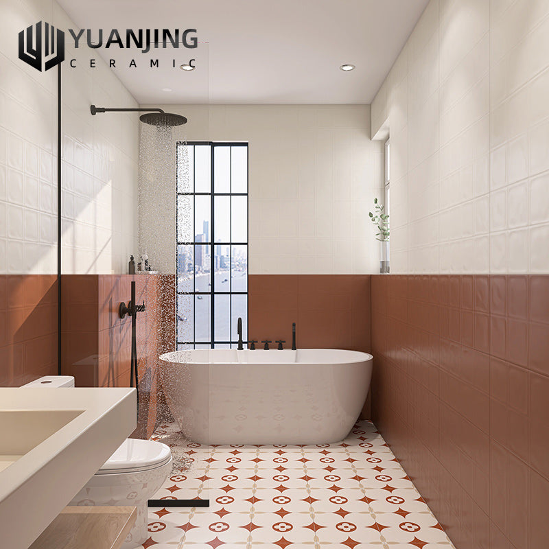 Gạch Sứ 300x600 Màu Kem Họa Tiết Ca-rô Toàn Sứ Caramel Pháp Dùng Cho Nội Thất Bếp, Phòng Tắm, Ban Công