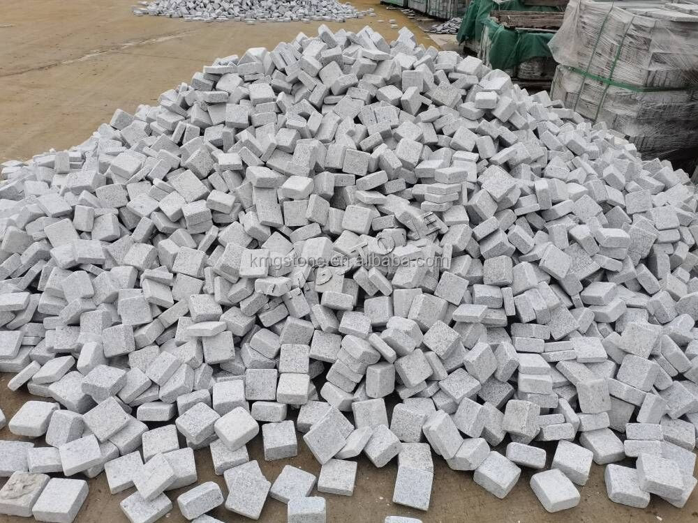 Sỉ Đá Lát Cuội Đen Tự Nhiên, Gạch Khối Vuông Mài Bo Cạnh Thiết Kế Hiện Đại, Gạch Khối Đá Granit Lát Đường Lái Xe Ngoài Trời