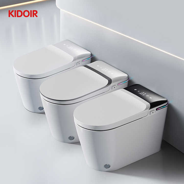Bồn cầu thông minh Kidoir mới nhất, lắp âm tường, phun nước liền khối, mẫu bồn cầu phòng tắm sang trọng 2024, có điều khiển bằng giọng nói cho gia đình