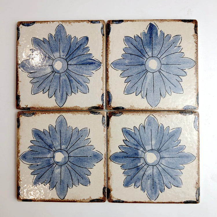 Gạch vẽ tay hoạ tiết hoa 10x10cm phong cách vintage nghệ thuật trang trí biệt thự