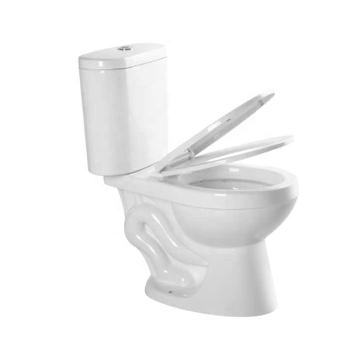 Bồn cầu hai khối bằng sứ trắng Siphonic MJ-P-2109 WC xả êm, đóng mở nhẹ nhàng