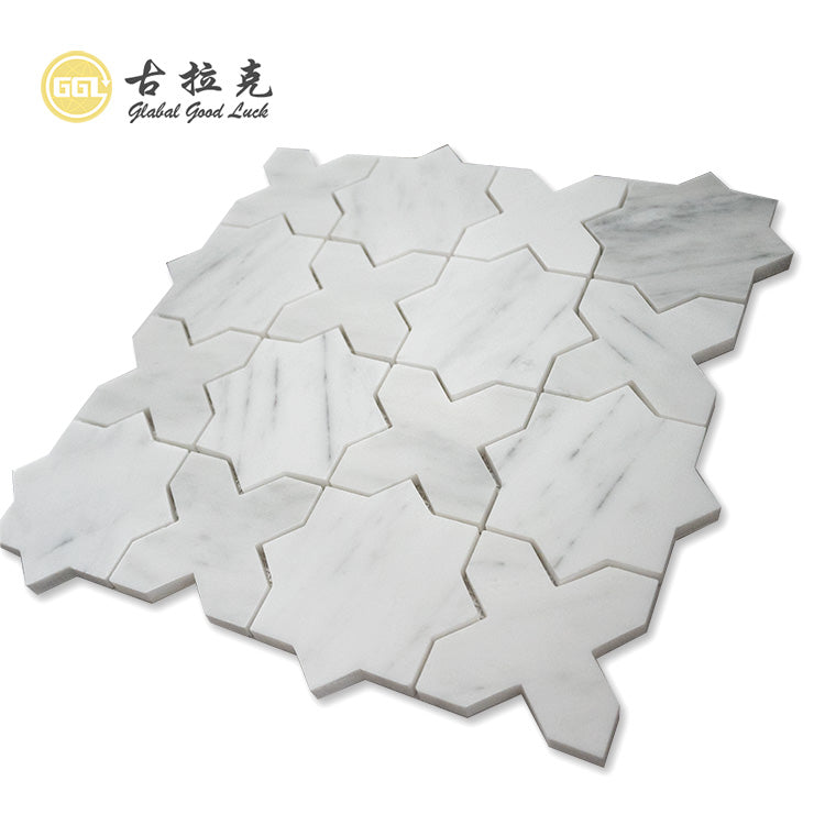 Gạch Mosaic Hình Ngôi Sao Chữ Thập Đá Cẩm Thạch Trắng Trung Quốc Mới Tường Nền Ban Công Nhà Vệ Sinh Sàn