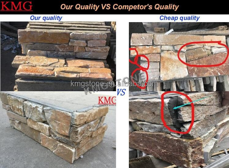 Đá phiến ngoại thất veneer Quartzite vàng tự nhiên cao cấp hiện đại ngoài trời