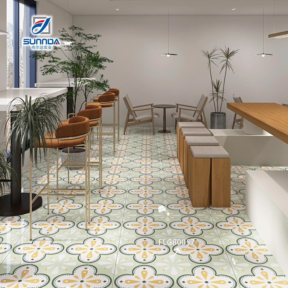 Gạch lát nền Porcelain bóng và mờ hoạ tiết hoa 60x60 80x80, Gạch Ceramic tráng men trang trí nhà cửa đầy màu sắc