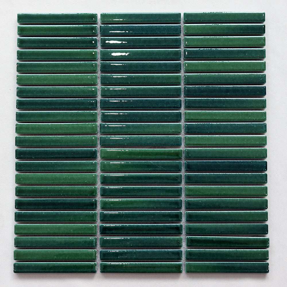 Gạch Mosaic Gốm Sứ Xanh Lá Cây Tráng Men Bóng Phong Cách Cổ Điển Châu Âu Dùng Cho Tường, Sàn, Bếp Và Phòng Tắm