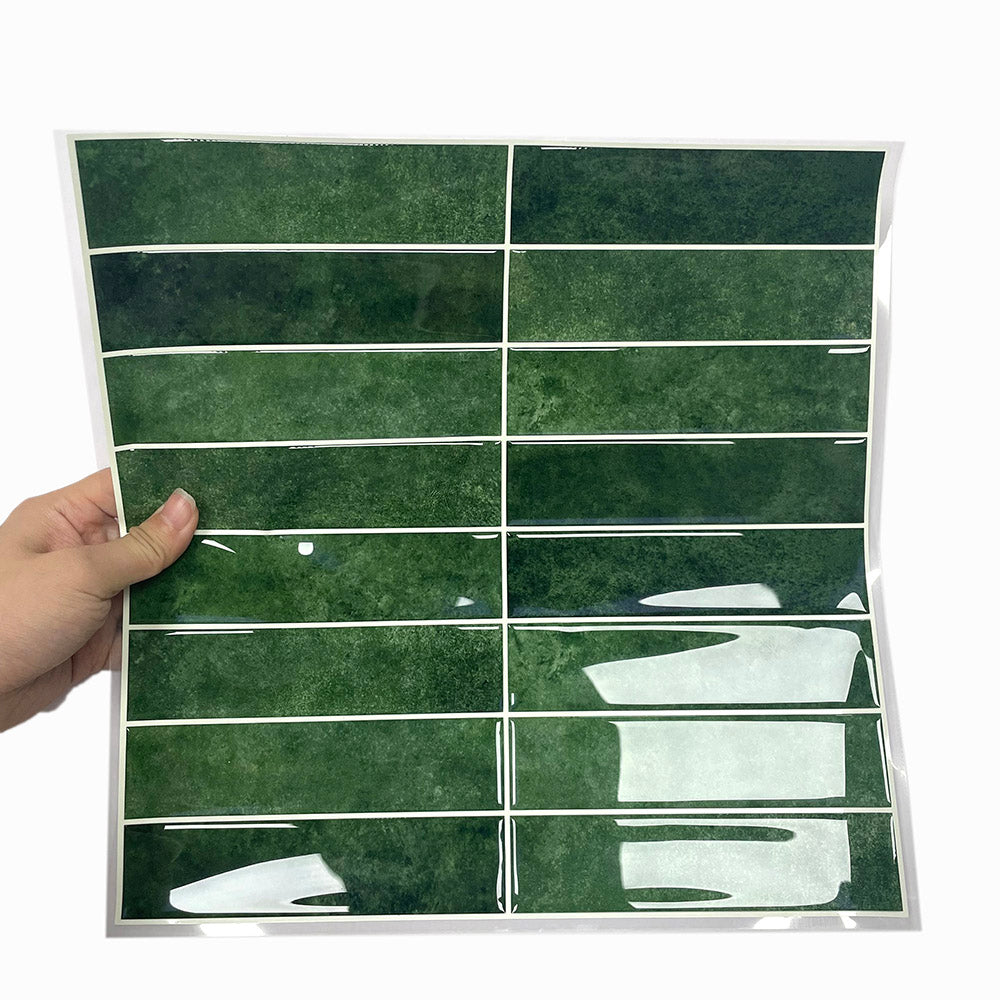 Miếng dán gạch ốp tường bếp tự dính có thể tháo rời 12 inch hình chữ nhật màu xanh lá