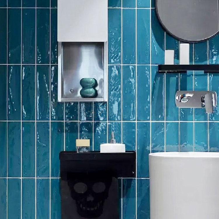 Thiết kế mới nhất 68x280mm Gạch ốp tường Ceramic kiểu Subway bóng, lượn sóng 3D, đầy màu sắc cho Phòng tắm và Nhà bếp