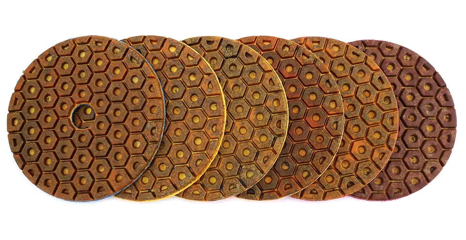 RIJILEI 4 Inch Super Diamond Polishing Pads 6 Steps Copper Metal Bond Wet Polishing Pad for Granite Marble Stone Grinding Discs