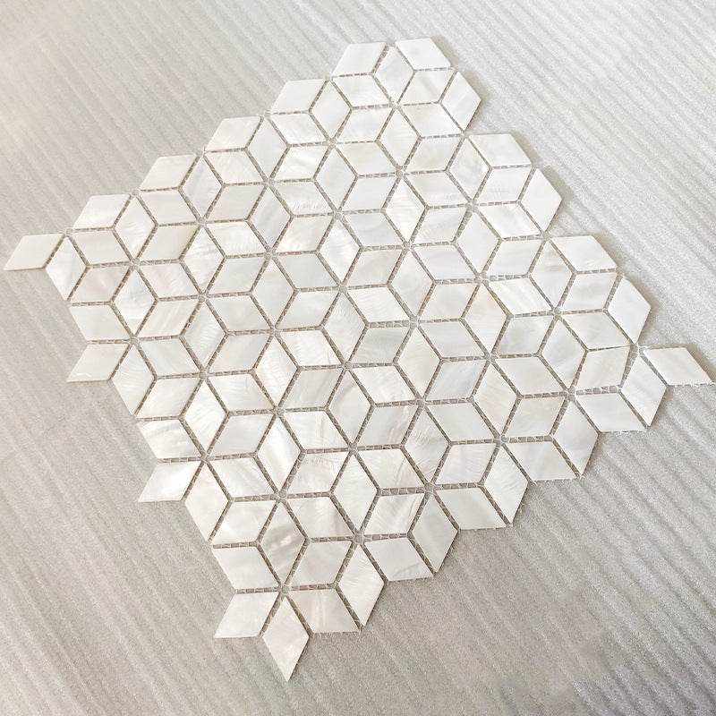 Gạch Mosaic Vỏ Sò Kiểu Parquet Châu Âu Bề Mặt Bóng Trắng Ngọc Trai Trang Trí Tường Nội Thất Hiện Đại Cho Tường Nền Phòng Khách Ban Công