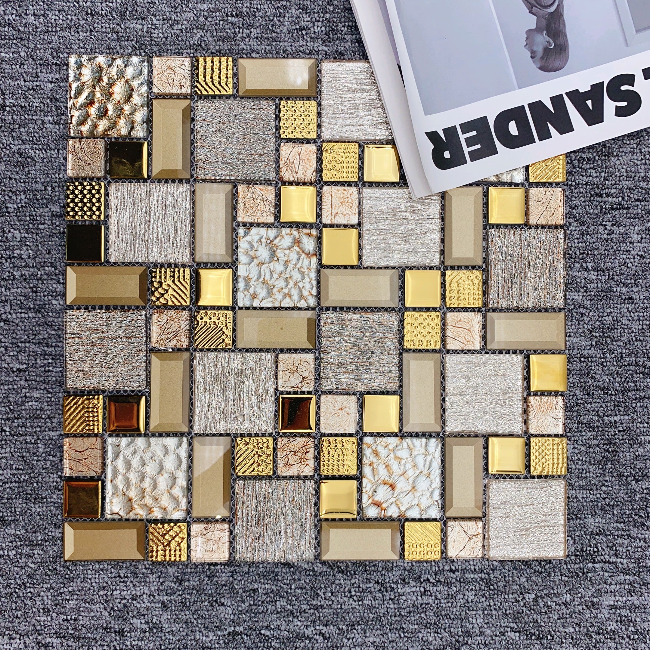 Gạch Mosaic Kính Hoa Văn Công Nghiệp Ốp Tường Bếp, Gạch Mosaic Trang Trí Nhà Cửa Giá Rẻ, Gạch Viền Bếp