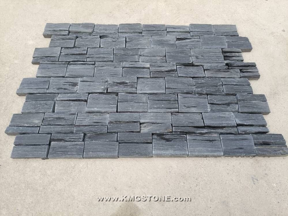 Tấm ốp đá văn hóa hiện đại chứng nhận CE bằng đá phiến tự nhiên màu đen, dùng ngoài trời