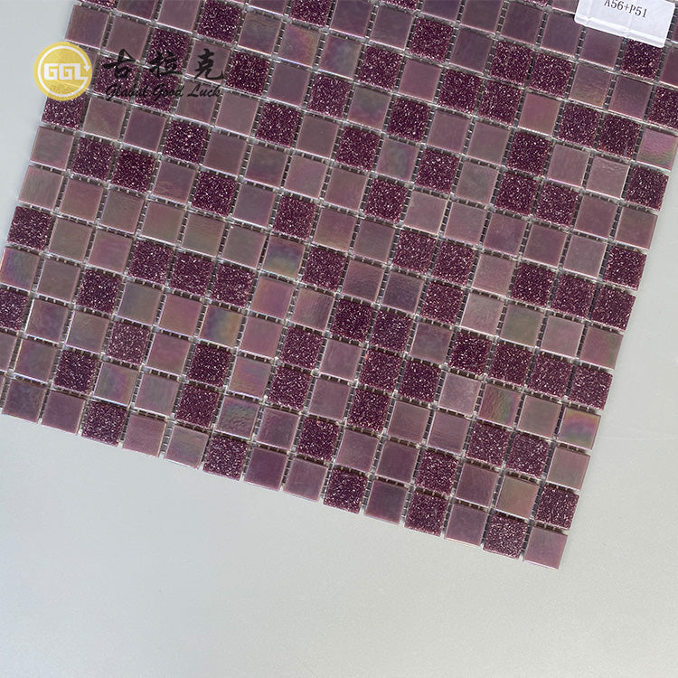 Gạch Mosaic Kính Kim Tuyến Tím Đỏ Cao Cấp Hình Vuông Nhỏ Dùng Để Trang Trí Tường Khách Sạn, Spa, Hồ Bơi
