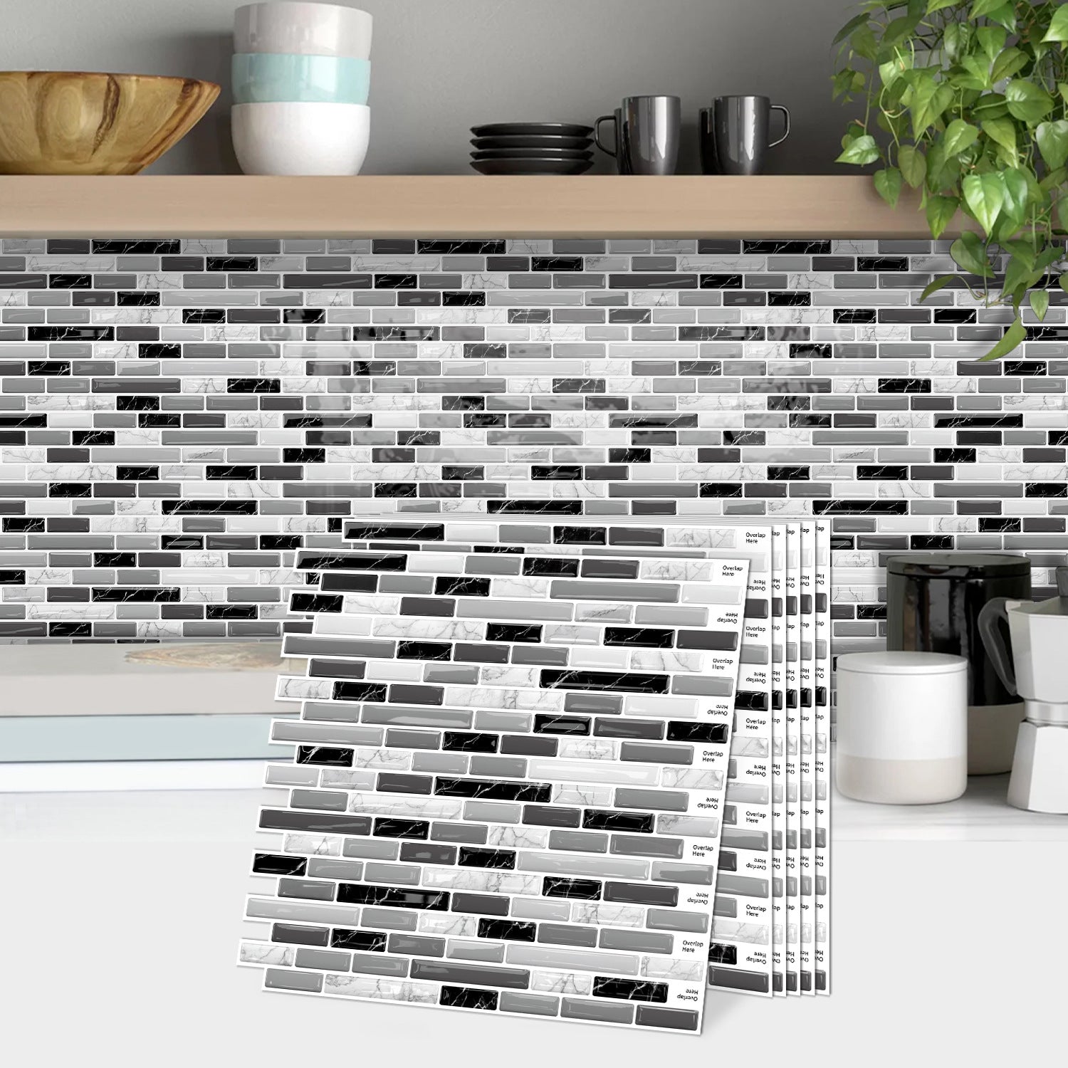 Gạch ốp tường tự dán mosaic vàng