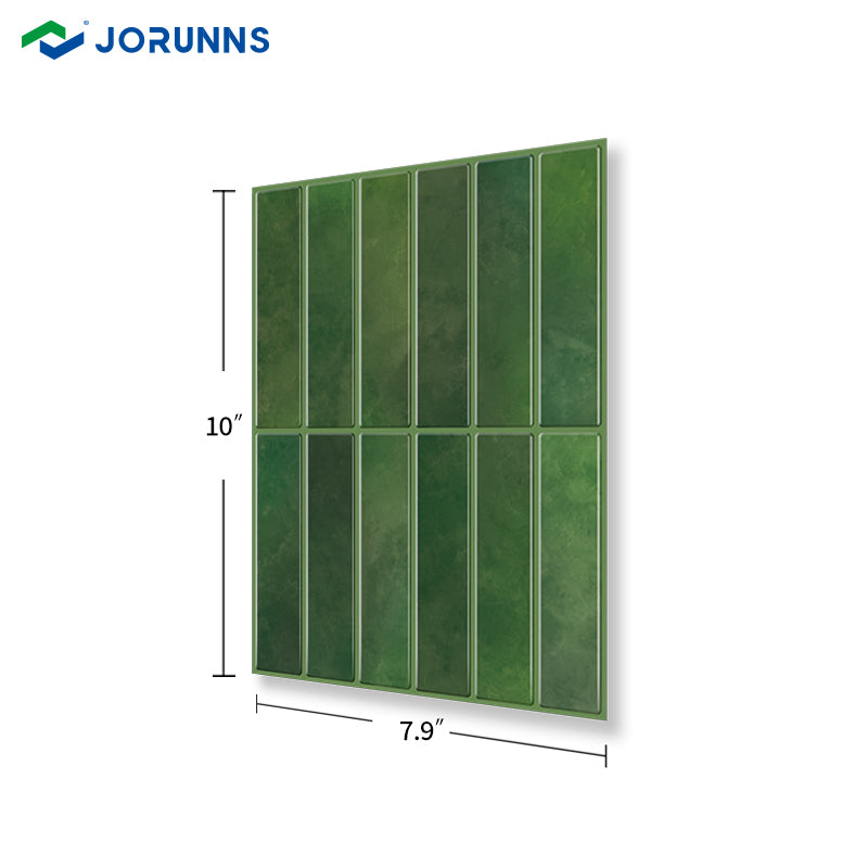 Jorunns Gạch ốp tường bóc dán 3D Vinyl Mosaic màu xanh lá dạng tấm cho phòng tắm, bếp khách sạn kiểu Châu Âu