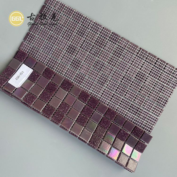 Gạch Mosaic Kính Kim Tuyến Tím Đỏ Cao Cấp Hình Vuông Nhỏ Dùng Để Trang Trí Tường Khách Sạn, Spa, Hồ Bơi