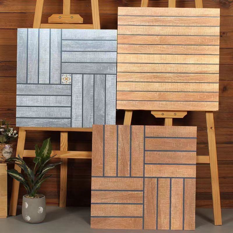 Gạch Ceramic 600x600 Hiện đại Chống trượt, Vân gỗ đặc đơn giản Giả gạch cổ, dùng cho Tường ngoài biệt thự & Sàn nhựa khách sạn
