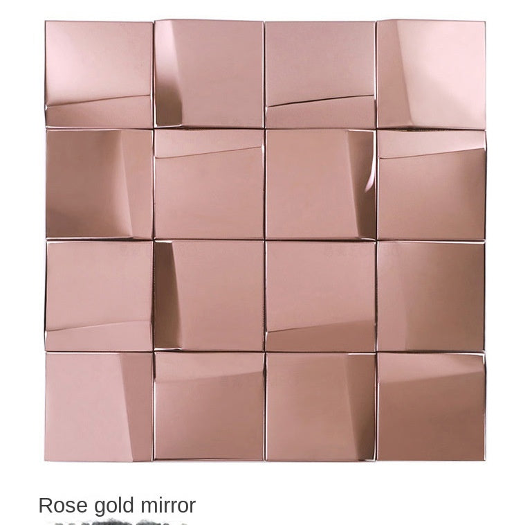 Gạch Mosaic Thép Không Gỉ 3D Họa Tiết Hình Học cho Bếp Hiện Đại, Phòng Tắm, Tường Gương, Bàn và Studio KTV của Người Nổi Tiếng Trên Mạng