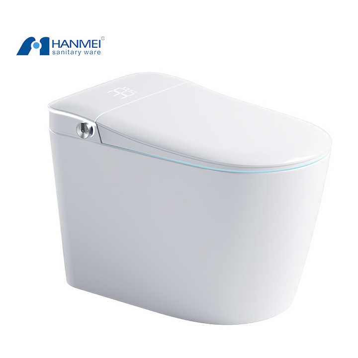 Bồn cầu điện tử tự động bằng sứ hiện đại sang trọng thông minh hình dấu nước phòng tắm WC một mảnh tròn bằng sứ 300