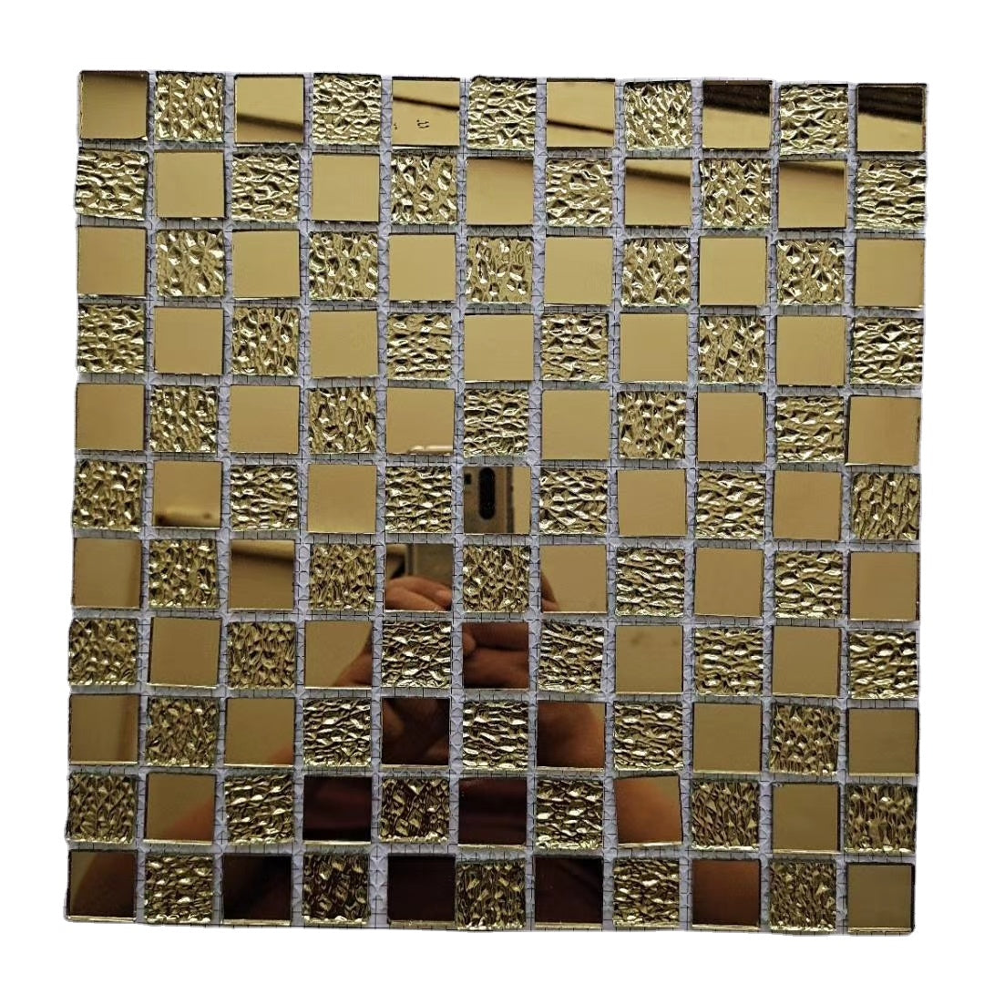 Gạch Mosaic Thủy Tinh Kim Cương Vàng 3D Vuông Phổ Biến
